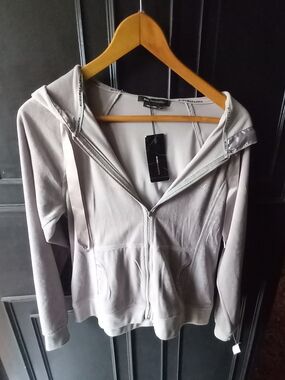 BCBG Max Azria Light Gray Zip-Up Hoodie